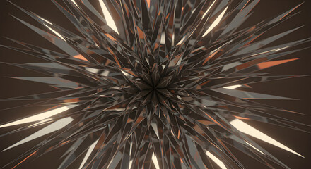 Fototapeta premium Abstract Metal Spikes Radiating from Center Against Muted Dark Background