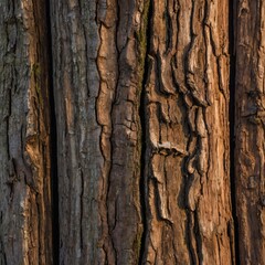 Obraz premium a close-up of tree bark with a warm, golden light shining through the cracks