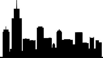 Obraz premium silhouette of a city skyline showcasing architectural diversity and density, ideal for urban-themed designs, posters, digital artwork, and creative projects 