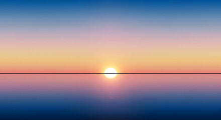 Peaceful Horizon At Dusk With Pastel Shades In A Minimalist Style