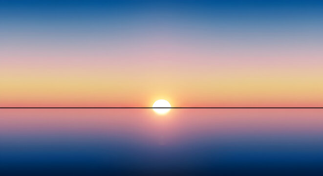 Fototapeta Peaceful Horizon At Dusk With Pastel Shades In A Minimalist Style