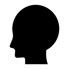 silhouette of human head in profile view, simple black vector illustration for design and branding, isolated abstract composition
