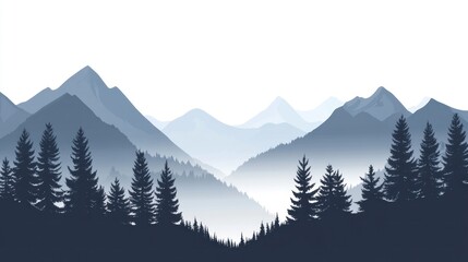 Fototapeta premium Misty mountain range silhouettes (1)