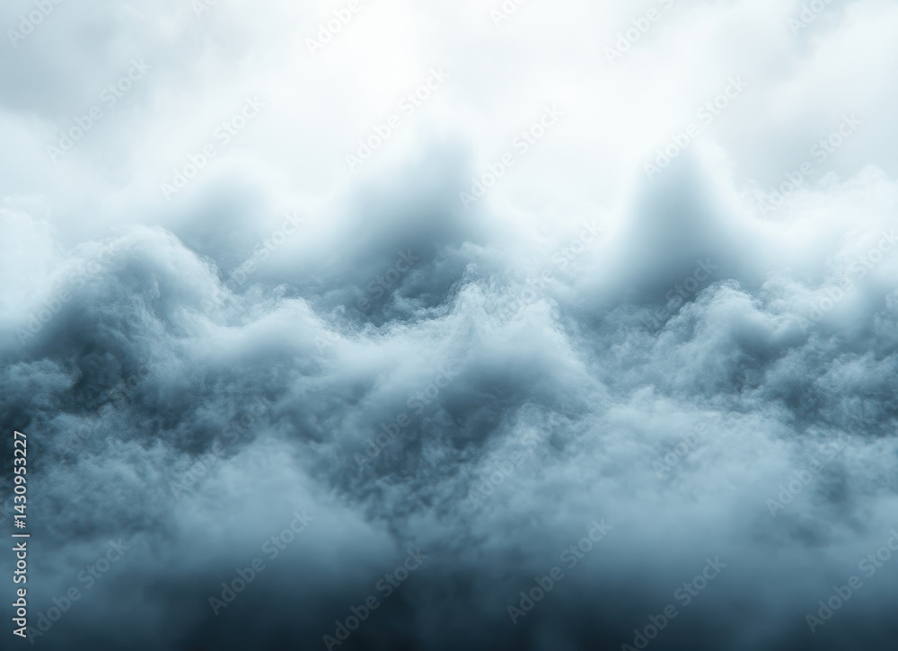 Poster dramatic cloudscape with dense foggy atmospheric layers and soft diffused light