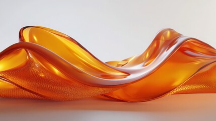Abstract Waves in Vibrant Orange Fluid Motion Design