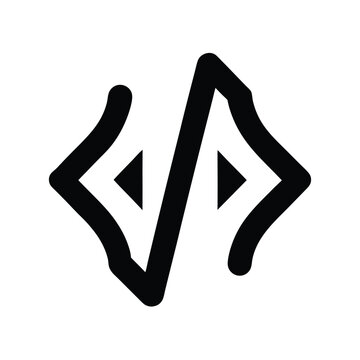 Code Brackets Glyph Icon Silhouette Vector Illustration