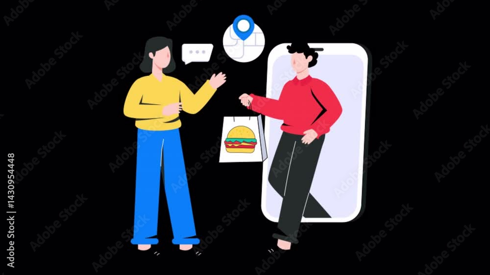 Poster food delivery motion graphic rendering with transparent alpha channel and 4k resolution