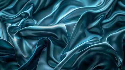 Fototapeta premium Abstract Draped Teal Silk Fabric Texture