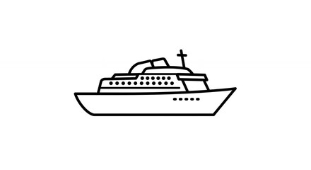 Obraz premium Simple cruise ship line drawing for travel industry use