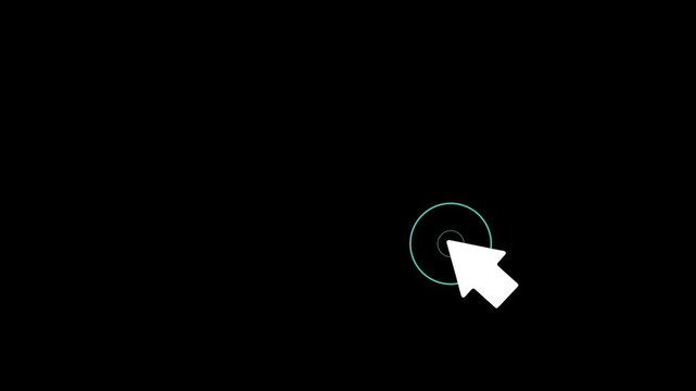 Mouse cursor pointer arrow clicking icon animation Isolated on Black Background