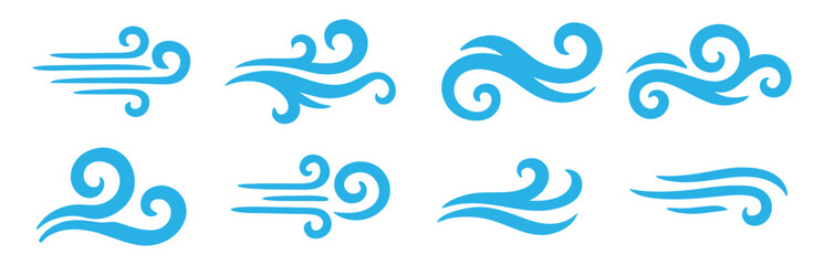 Obraz premium Set of Stylized Wind and Air Flow Vector Icons