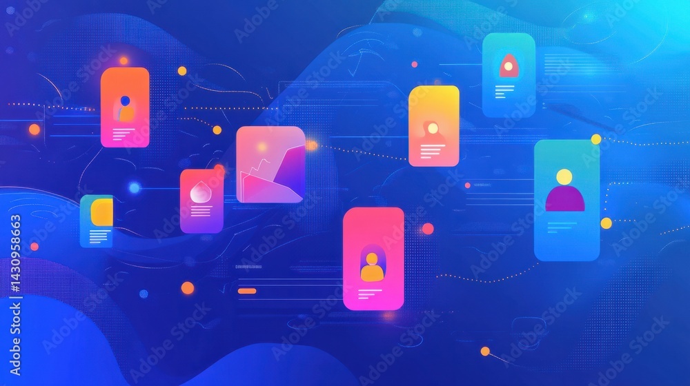 Poster colorful user interface elements for digital communication background