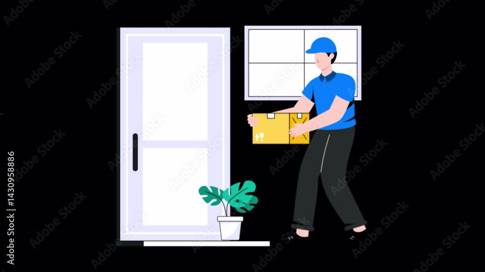 Poster home delivery motion graphic rendering with transparent alpha channel and 4k resolution