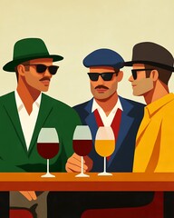 Three Men Enjoying Wine Tasting Experience of excellence in splendor beyond compare with grace