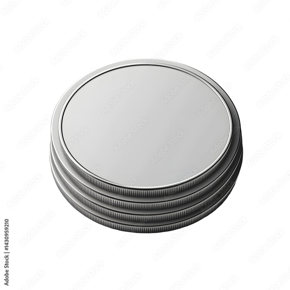 Poster a minimalist vector style of a flat silver coin icon with a clean circular shape and a subtle shadow