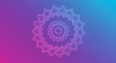 Abstract Tunnel Illusion Created With Repeating Cube Outline Shapes and Gradient