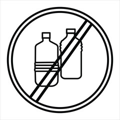 No Plastic Bottle Sign Icon illustration