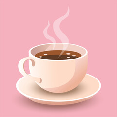 Fresh coffee cup Flat style canteen decoration design. Poster, banner, card. vector illustration.