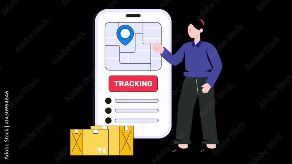 Poster logistic tracking motion graphic rendering with transparent alpha channel and 4k resolution