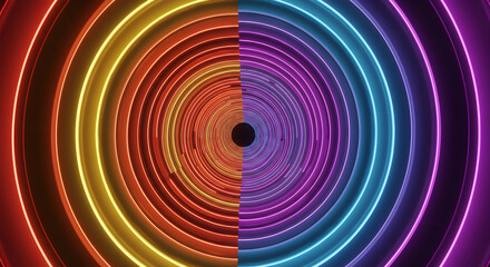 Fototapeta premium Dualistic Color Tunnels Converging Towards a Central Point in Harmony