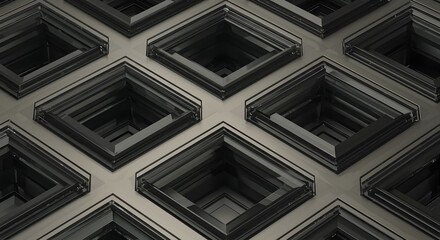 Rhythmic Arrangement Of Rhombus Frames Creates Abstract Perspective Effect