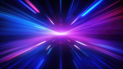 Abstract background with neon lights, blue and purple colors. High speed tunnel. Vector illustration