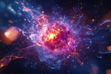 Fototapeta premium Colorful cosmic explosion with vibrant energy and swirling particles in space