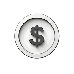 Obraz premium Simple modern icon of a dollar sign in a circular design with a minimalist flat aesthetic in silver and white tones