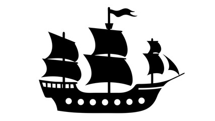 Pirate Ship silhouette vector on tranparent background