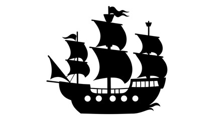 Pirate Ship silhouette vector on tranparent background