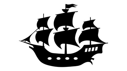 Pirate Ship silhouette vector on tranparent background
