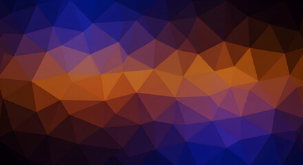 Abstract Polygon Background In Dark Gradient Shades Of Orange And Blue
