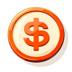 Obraz premium Bright modern 3D graphic of an orange and yellow dollar sign icon centered within a seamless clean white circular background
