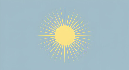 Sunny Radiance Geometric Sun Design Against Pastel Sky Background