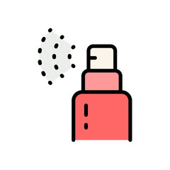 Obraz premium Bottle spray icon. Simple style symbol. Deodorant, dry shampoo, pump, antiseptic plastic packaging, liquid, clean, beauty care, hair care concept. Vector icon for web design isolated on white backgrou