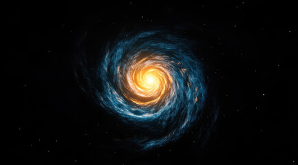 Spiral Galaxy: Cosmic swirl of light and color. A breathtaking view of a spiral galaxy with vibrant blue and orange hues, showcasing the beauty and mystery of the cosmos.