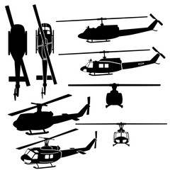 Vietnam era military helicopter vector set