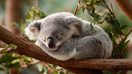Fototapeta premium koala sleeping on a tree