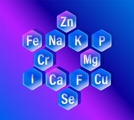 Set of microelements (minerals) useful for human health
