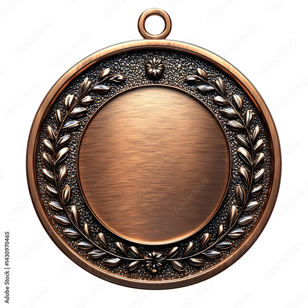 Poster a bronze medal in a minimalist vector based design with a laurel wreath pattern and soft highlights 