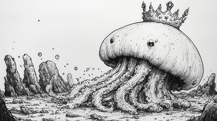 King Jellyfish on Rocky Ground
