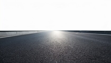 empty asphalt road surface on white background with light effect