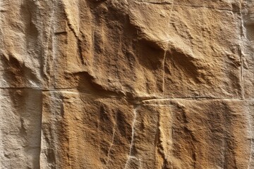 Fototapeta premium The textured sandstone wall displays a uniform tone and subtle mineral patterns, creating a natural, earthy visual for backgrounds.