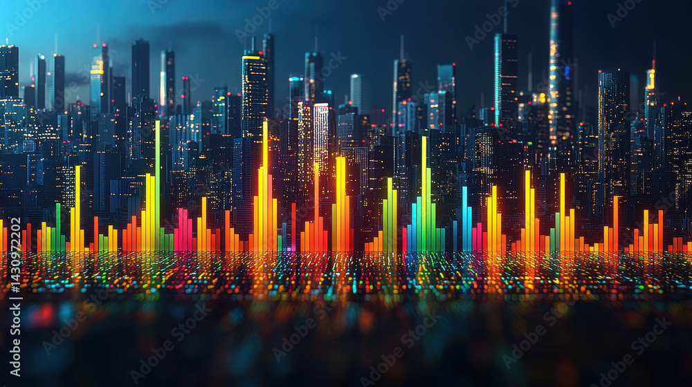 Poster data transformation into valuable assets with digital coins and packets in a tech-driven economy
