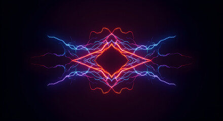 Electric Mandala Abstract With Energy Discharge In Red And Blue Colors
