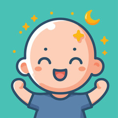 vector image of a bald child
