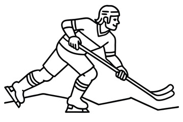 Obraz premium Ice hockey players, action pose, intense competition, dynamic movement, black and white illustration