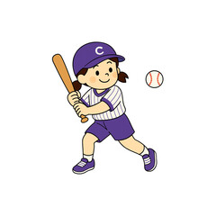 Girl playing baseball illustration
