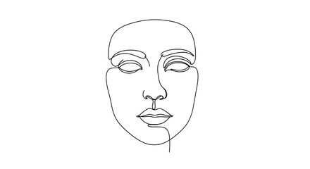 Elegant Face Line Art Drawing Simple Female Portrait Monochrome Design