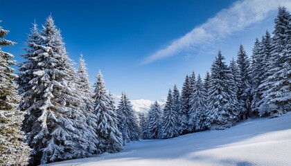 Fototapeta premium majestic evergreen trees winter landscape snowy background